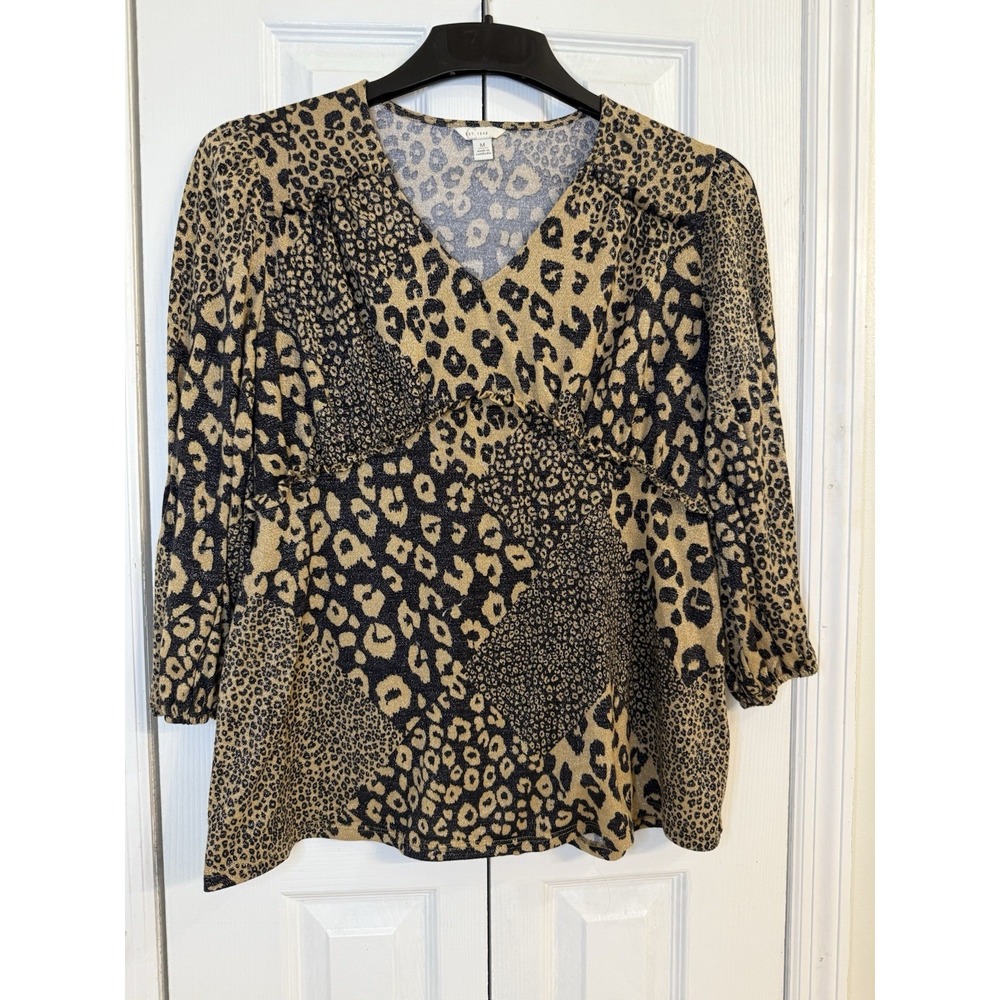 EST.‎ 1946 Blouse Top Leopard Animal Print M Glittery Downtown Dream Party